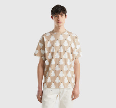 BEIGE T-SHIRT WITH PEAR PRINT