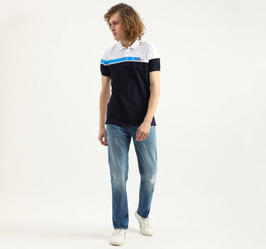 Men Colorblock Polo Collar T-Shirt