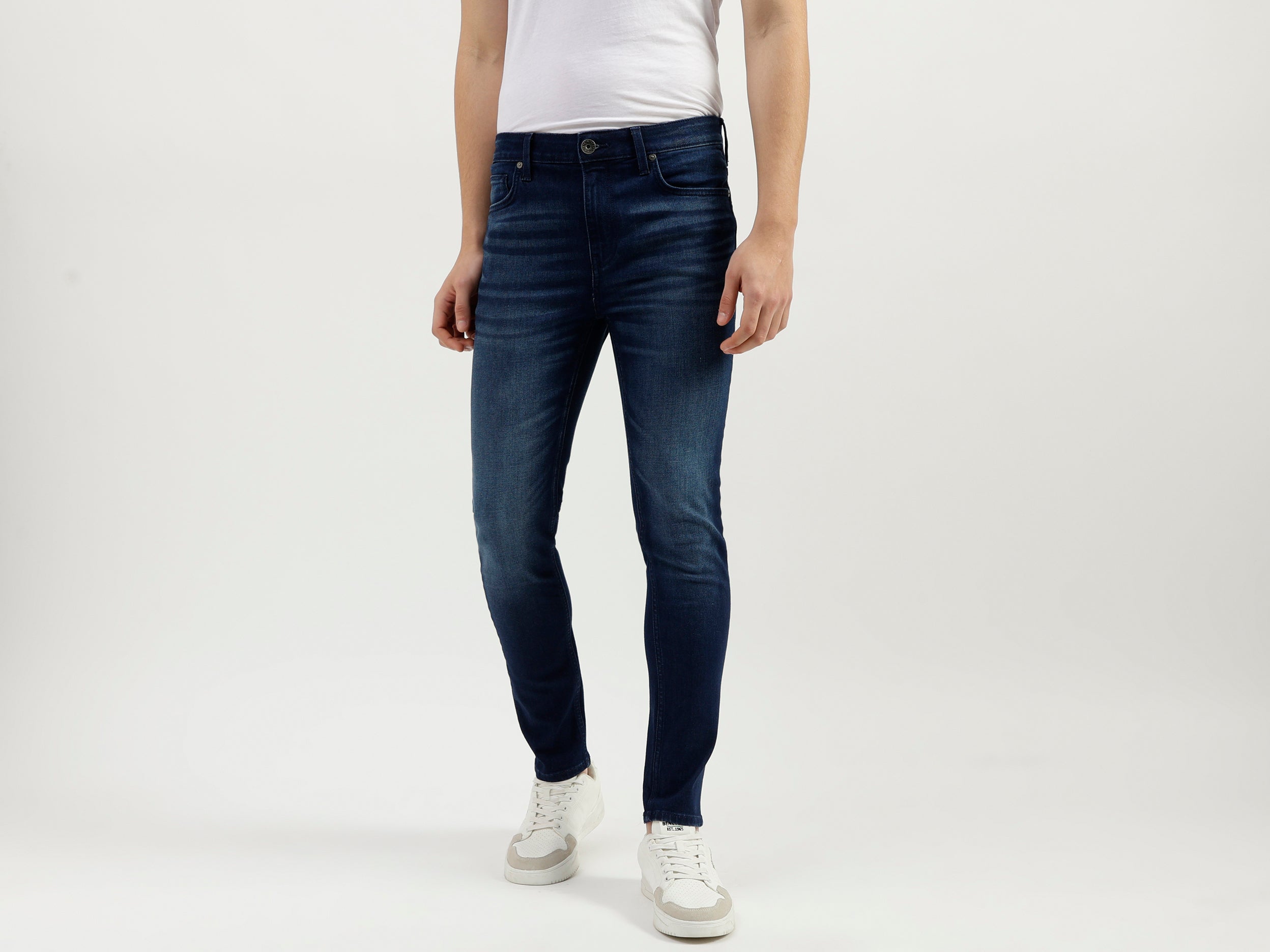 Solid Pattern Low Crotch Fit Jeans