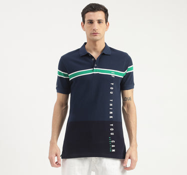 Single Stripe Slogan Polo T-Shirt