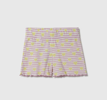 Printed & Striped Ribbed Regular Fit Shorts