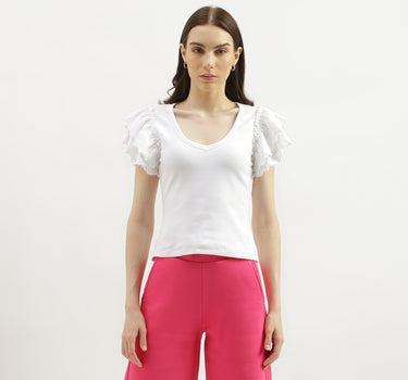 Regular Fit V-Neck Solid Top