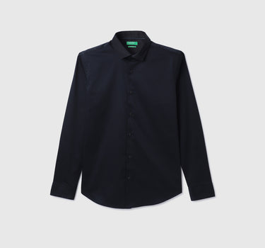 Slim Fit Spread Collar Solid Shirt