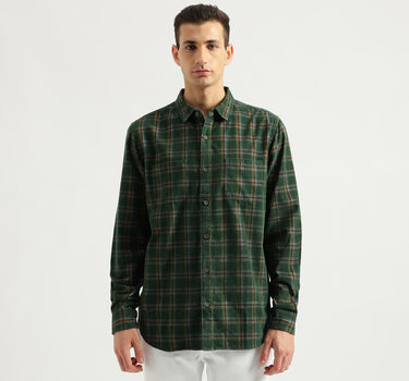 Men's Regular Fit Spread Collar Checked Shirts