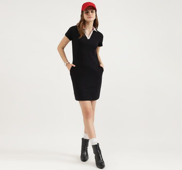 Skinny Fit Polo Neck Solid Dresses