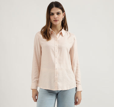 Spread Collar Printed Shirt