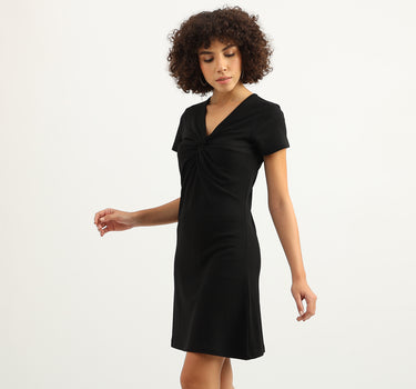 Women Solid V-Neck Dress