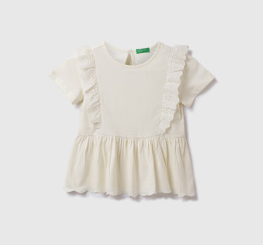 Cotton Solid Round Neck Girls Dresses