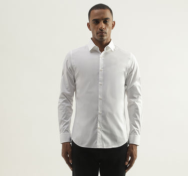 Men White Solid Slim Shirt