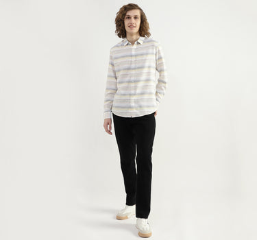 Men Striped Spread Collar Shirt