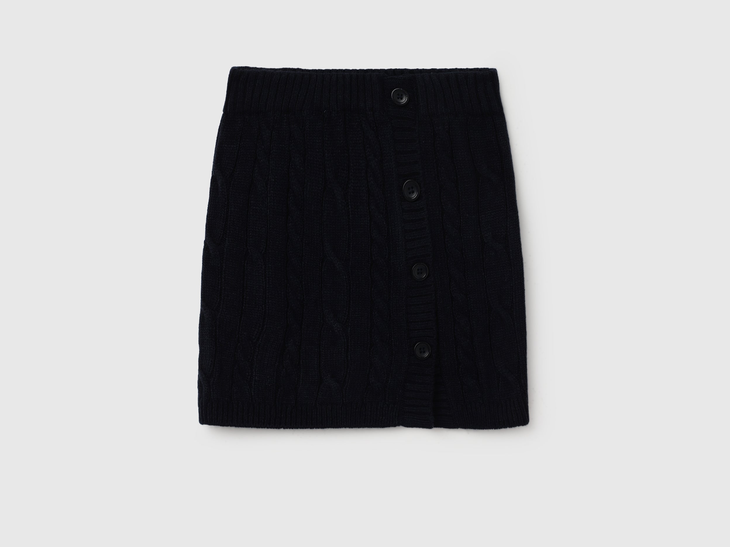 Side Button Cable Knit Skirt Regular Fit Skirt