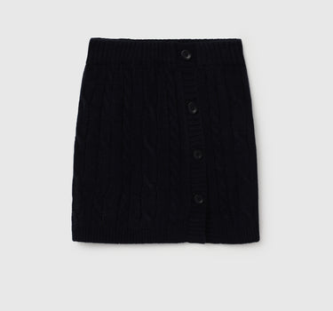 Side Button Cable Knit Skirt Regular Fit Skirt