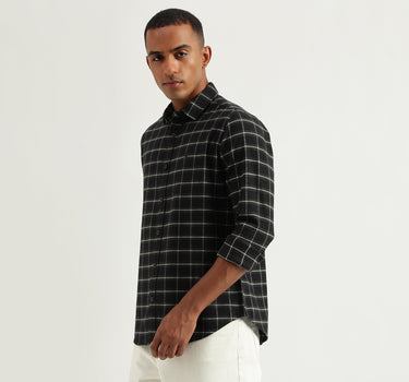 Men's Regular Fit Spread Collar Checked Shirts