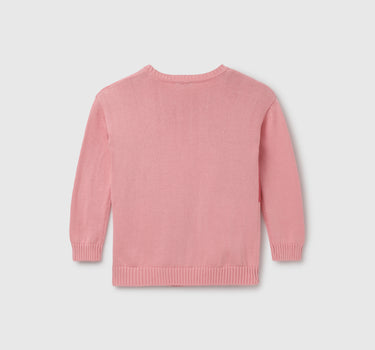 Girl's Regular Fit Round Neck Checked Sweater