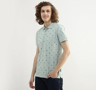 Men Printed Polo Collar T-shirt