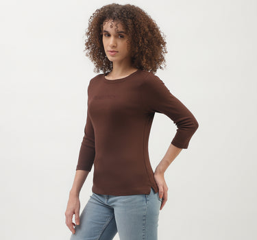 Regular Fit Round Neck Solid Pattern Top