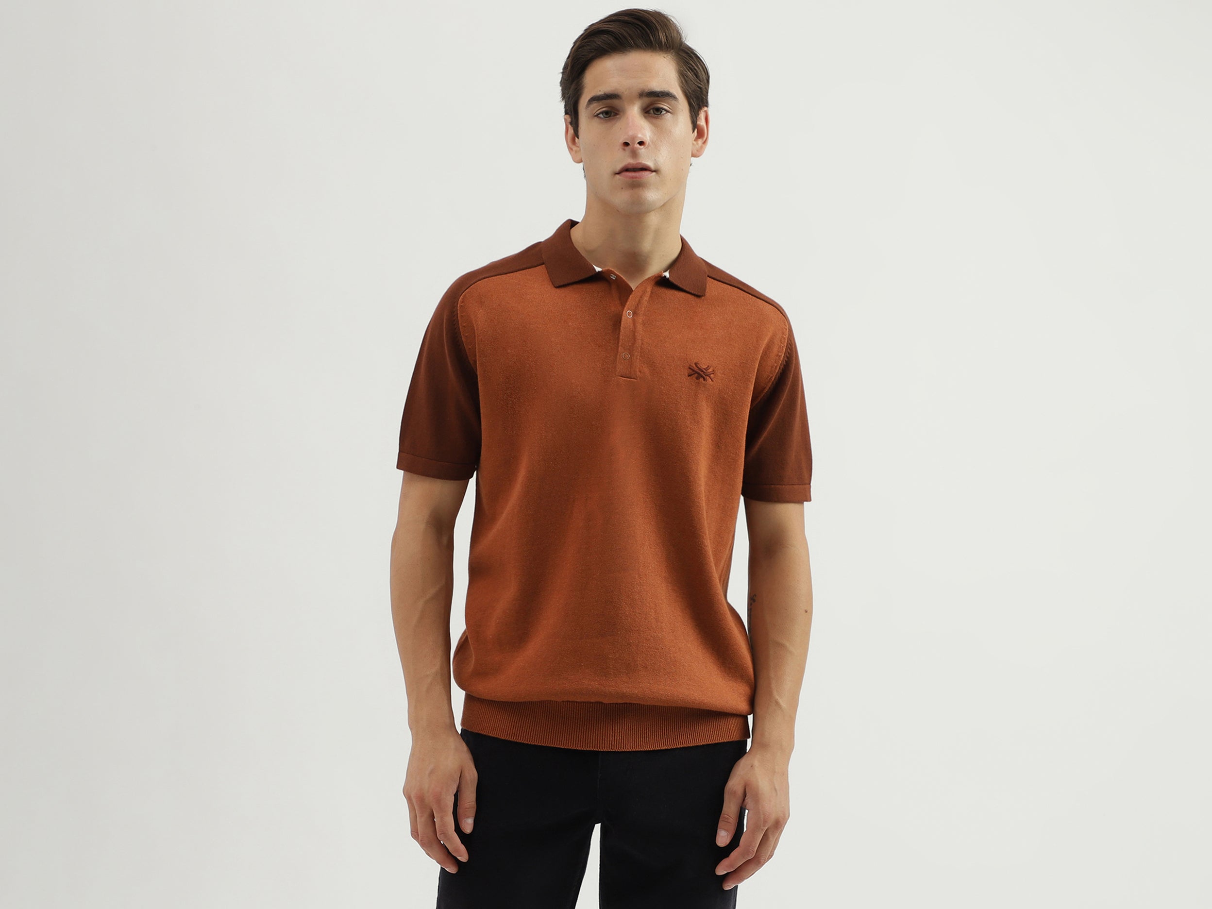 Men's Regular Fit Polo Neck Solid T-Shirt