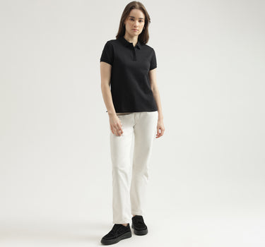 Regular Fit Polo Neck Solid Women's T-Shirt