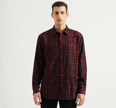 Men's Regular Fit Spread Collar Checked Shirts