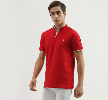 Men's Regular Fit Polo Neck Solid T-Shirt