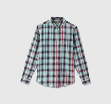 Men Checked Spread Collar Shirt