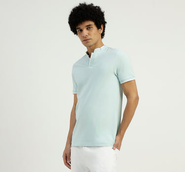 Regular Fit Henley Neck Solid T-Shirt