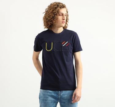 Men Embroidery Round Neck T-Shirt