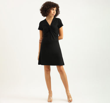 Women Solid V-Neck Dress