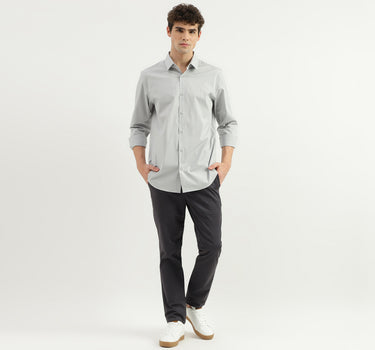 Slim Fit Spread Collar Solid Shirt