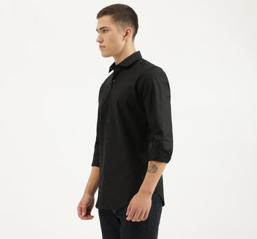 Slim Fit Cut Away Collar Solid Shirts