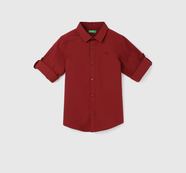 Boy's Regular Fit Spread Collar Solid Shirts