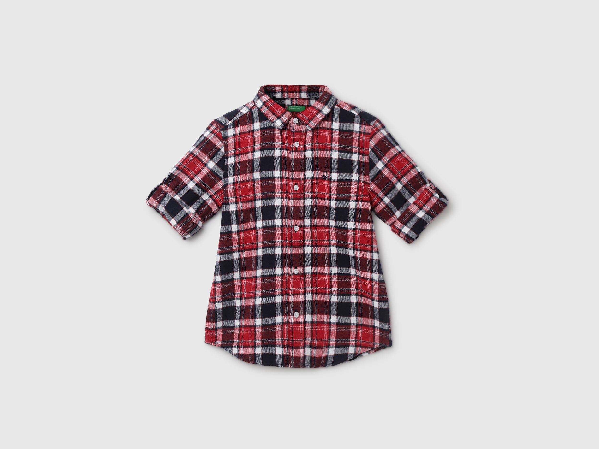 Boy's Regular Fit Spread Collar Checked Shirt