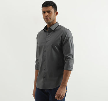 Slim Fit Spread Collar Solid Shirt