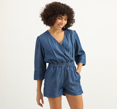 Women Solid V-Neck Romper