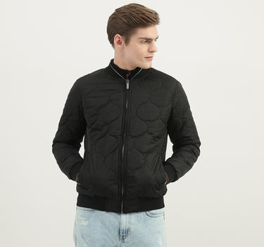 Men Quilted Stand Collar Jacket