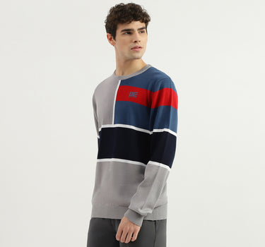 Regular Fit Round Neck Colorblock Sweater