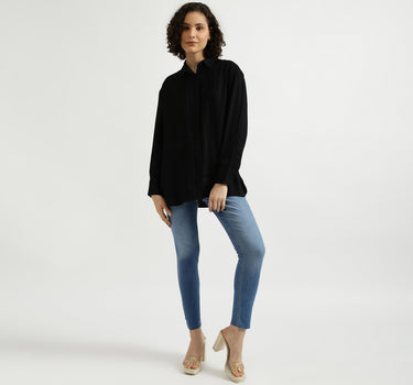 Black Pintuck Pleated Shirt