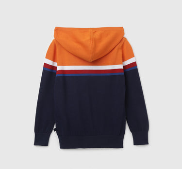 Boy's Regular Fit Hooded Neck Colorblock Sweater