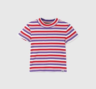 Regular Fit Mock Neck Striped Girl's T-Shirt