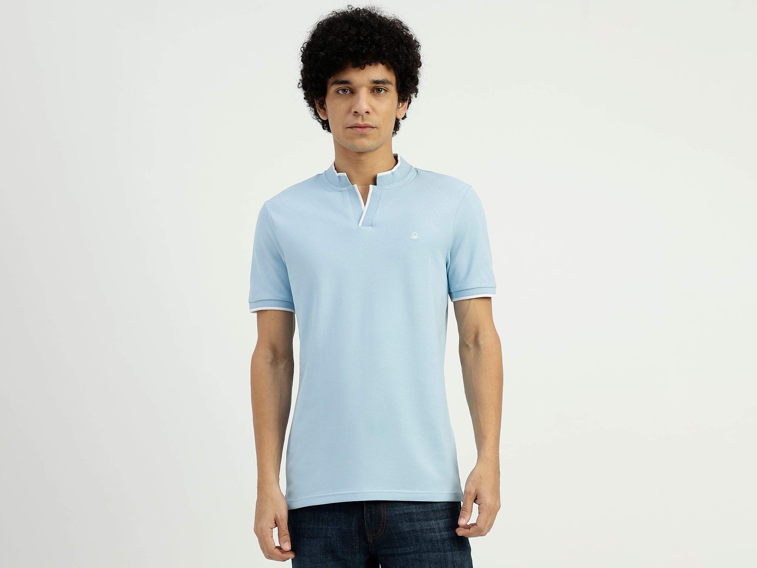 Regular Fit Henley Neck Solid T-Shirt