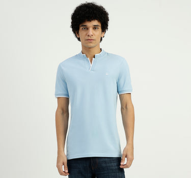 Regular Fit Henley Neck Solid T-Shirt