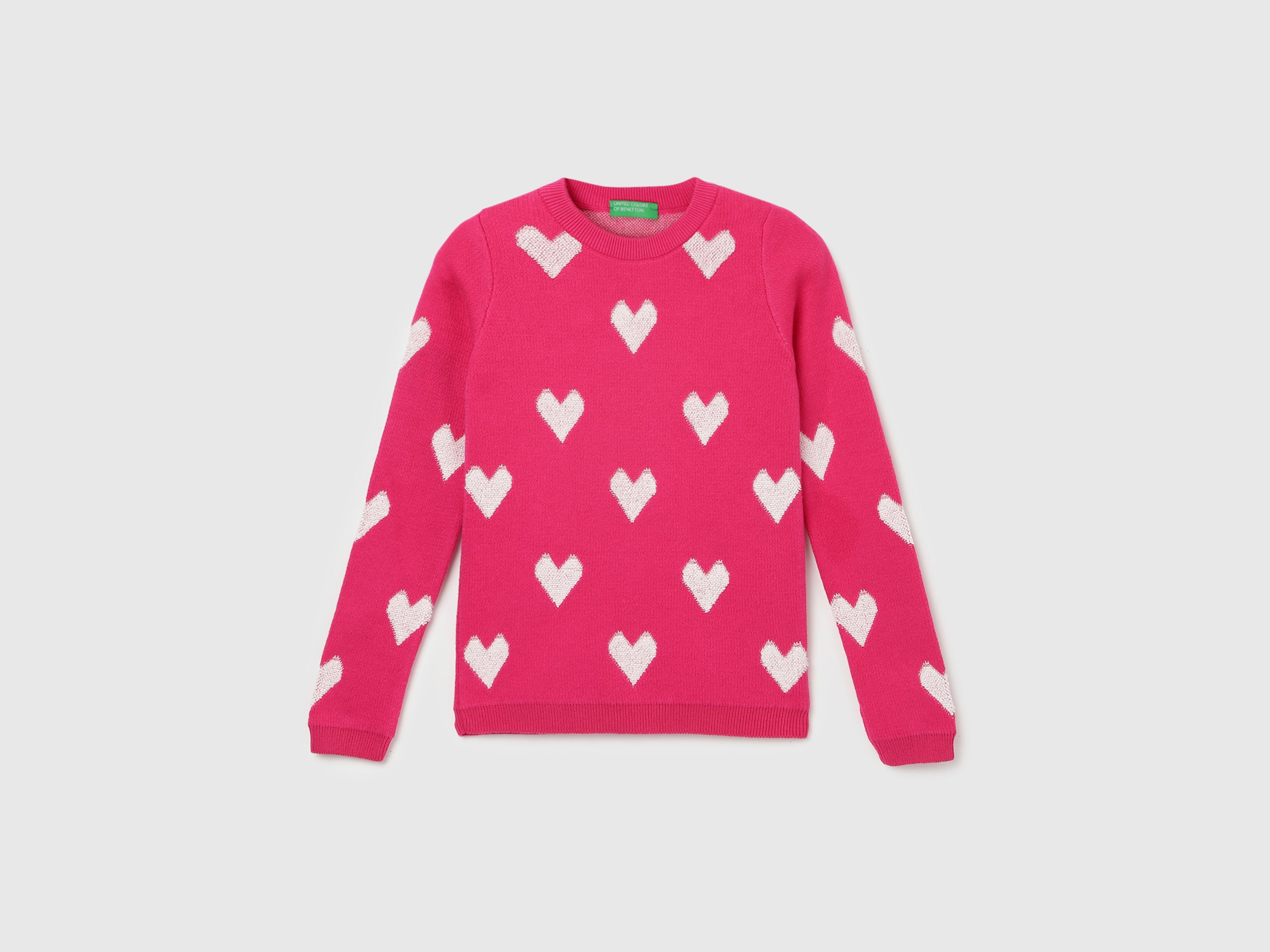 Girl's Regular Fit Crew Neck Knitted Sweater