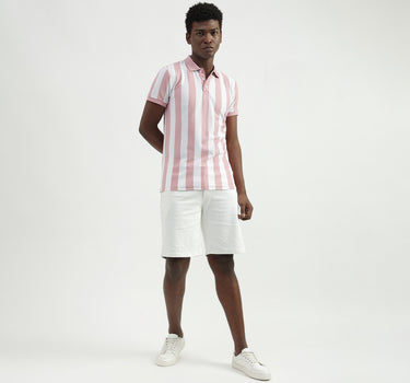 Cotton Striped Polo Collar Mens T-shirts