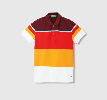 Men Colorblock Polo Collar T-Shirt