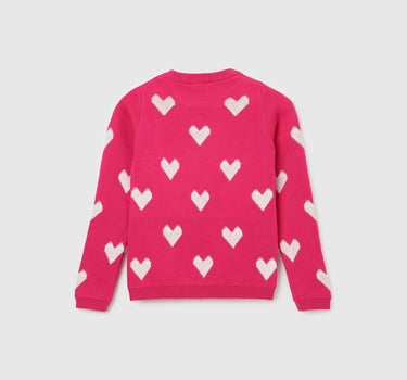 Girl's Regular Fit Crew Neck Knitted Sweater