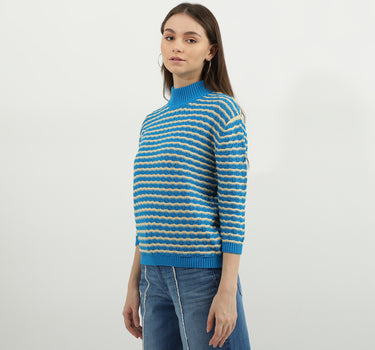 Women Patterned Mock Neck Sweater