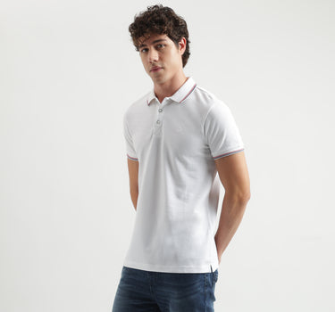 Regular Fit Polo Neck Solid Pattern T-shirt