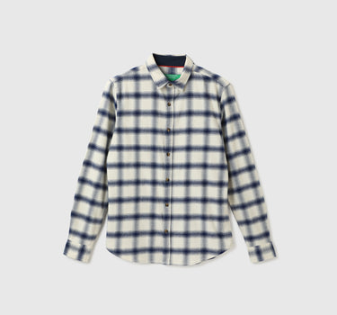 Men Checked Spread Collar Shirt