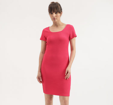 Regular Fit Square Neck Self-Design Dress