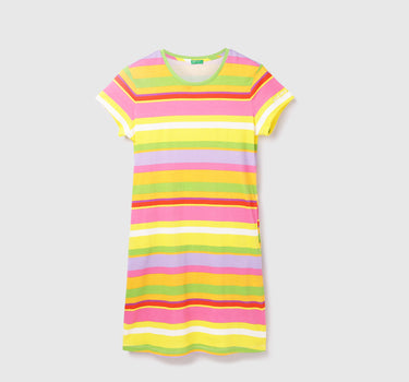 Cotton Striped Round Neck Women Dresses